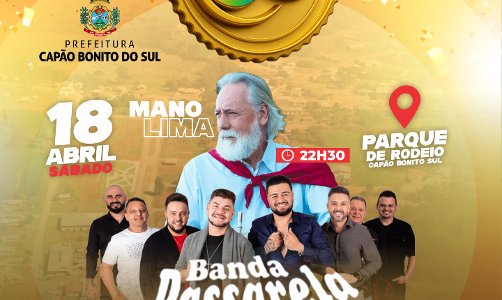Mano Lima e Banda Passarela são confirmados no show de aniversário de 30 anos de Capão Bonito do Sul