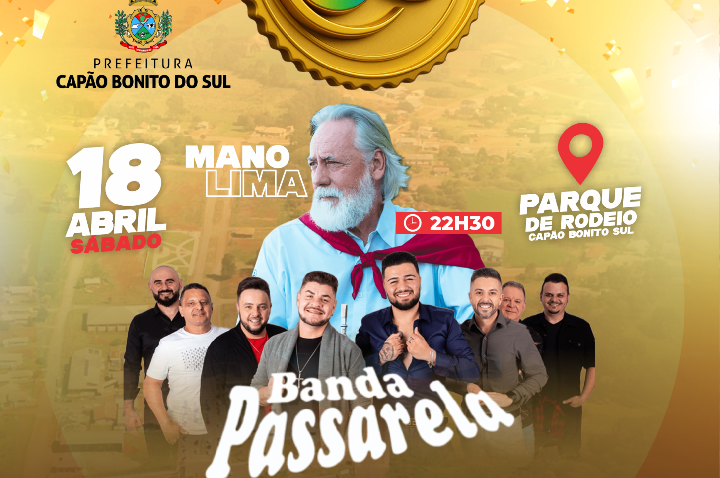 Mano Lima e Banda Passarela são confirmados no show de aniversário de 30 anos de Capão Bonito do Sul